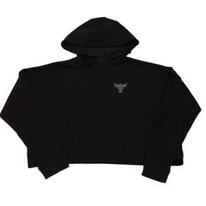 Under Armour Oversized Sweatshirt Womens Size Large Black Loose Hoodie Cropped